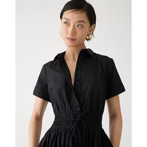 J. Crew Elena shirtdress in cotton poplin Black 6 NWT - Picture 2 of 15